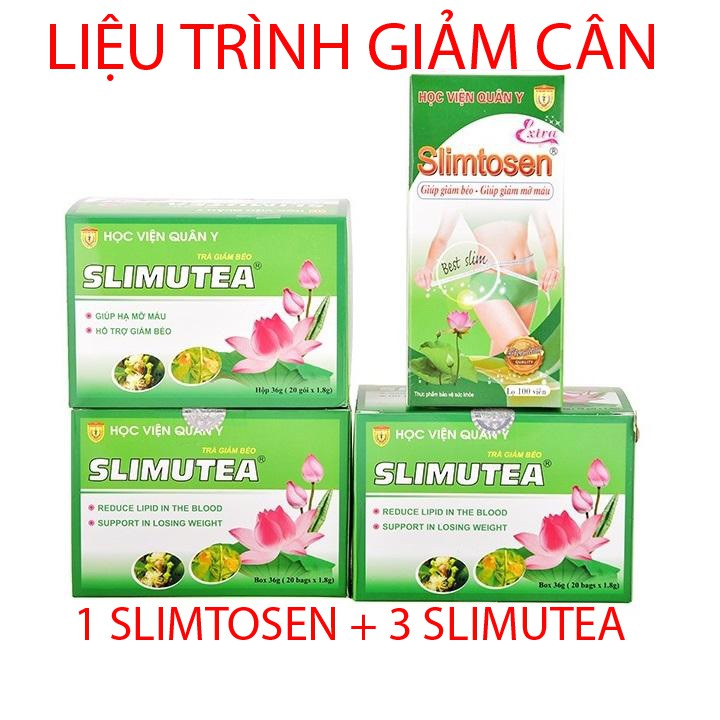 [GIẢM CÂN AN TOÀN] Liệu trình Viên uống SLIMTOSEN EXTRA Học Viện Quân Y 100 viên + 3 Trà SLIMUTEA Học Viện Quân Y 20 gói