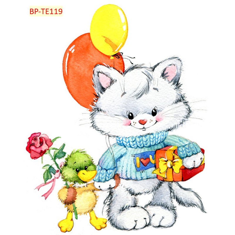 Tranh Dán Tường Phòng Trẻ Em Hoạt Hình Ngộ Nghĩnh Tặng Keo Và Dụng Cụ Dán