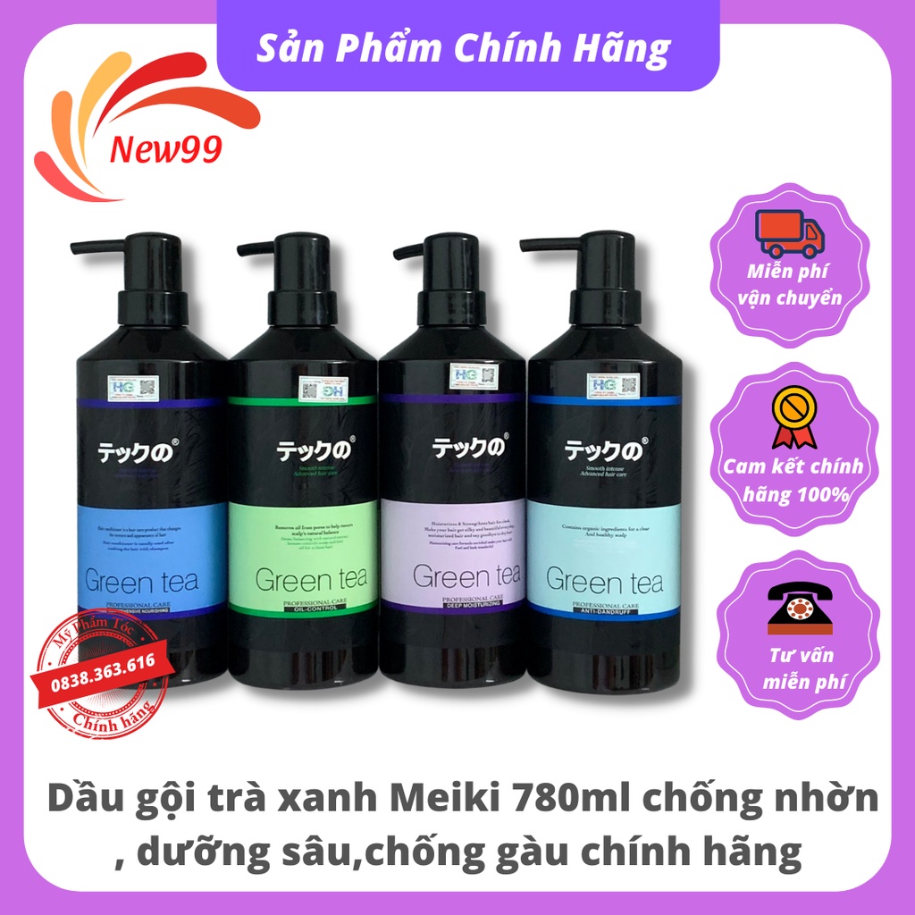 Dầu gội trà xanh Meiki 780ml chống nhờn dưỡng sâu chống gàu chính hãng