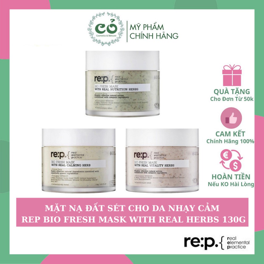 Mặt Nạ Đất Sét RE:P Giảm Mụn Và Se Khít Lỗ Chân Lông REP Bio Fresh Mask With Real Herbs 130g