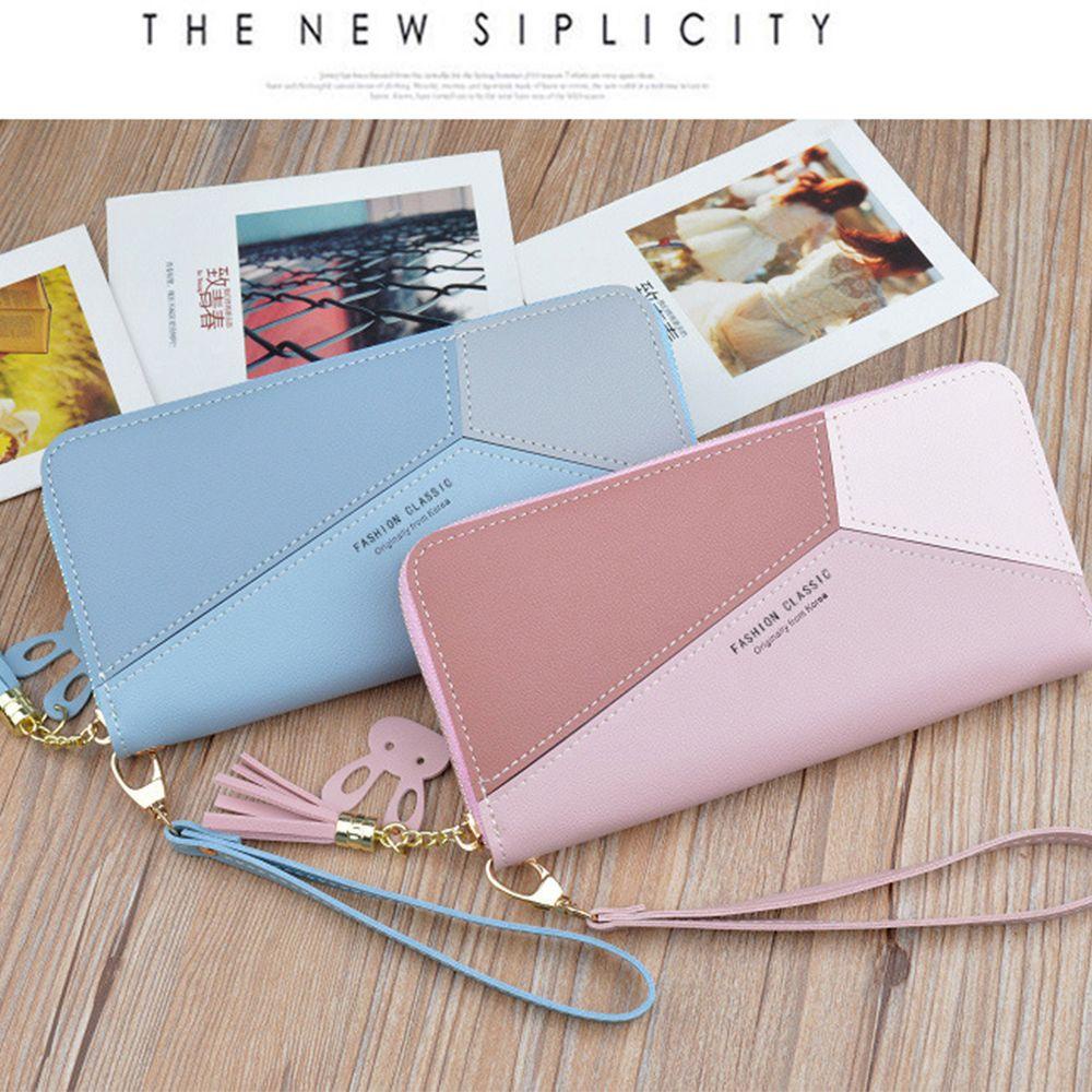 Ví Da PU Dáng Dài Có Khóa Kéo Phối Tua Rua Phong Cách Châu Âu Sang Trọng