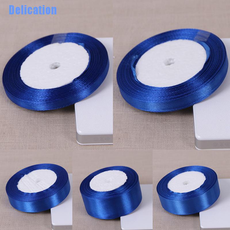 Delication: Royal Blue 25 Yards Silk Satin Ribbon Wedding Party Decoration Gift Wrapping Christmas New Year Apparel Sewing Fabric DIY