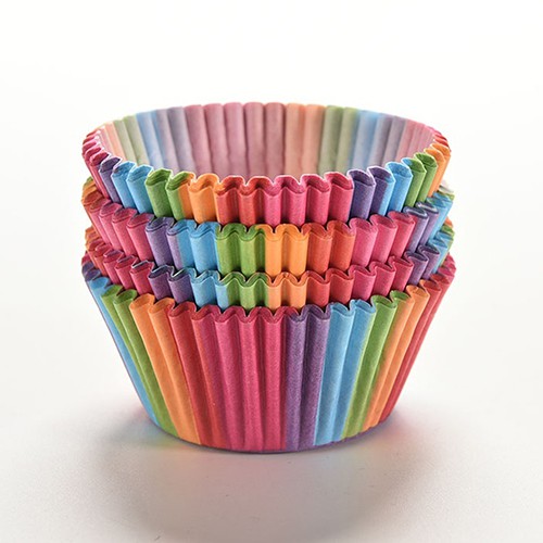 Set 100 Cốc Giấy Làm Bánh Cupcake Màu Cầu Vồng Ốp