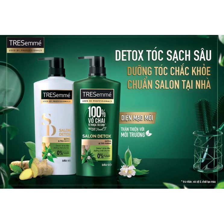 Dầu Gội - Xả Detox Tóc Chắc Khỏe Chiết Xuất Gừng Và Trà Xanh TRESemmé Salon Detox