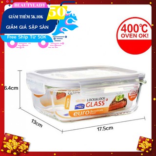 Hộp thủy tinh chữ nhật Lock&Lock 630ml