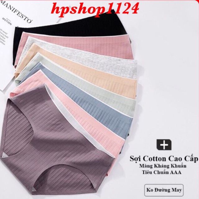 Quần lót cotton tăm cạp ép không đường may kháng khuẩn thấm hút mồ hôi 86019
