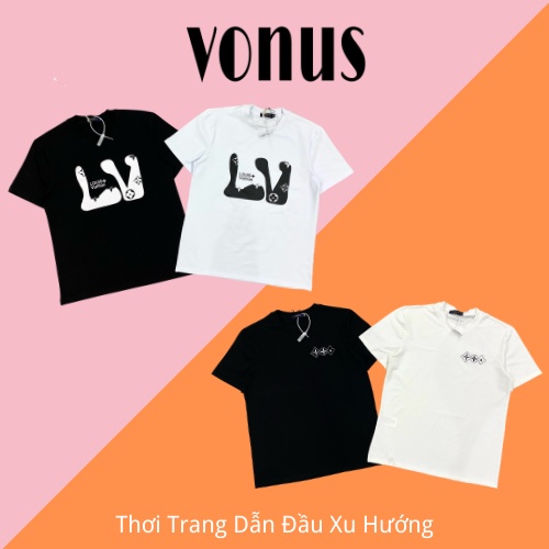 Áo thun nam nữ LV cao cấp I Áo phông ngắn tay nam nữ chất cotton mát co giãn,mềm mịn I Thiết kế form trẻ trung I #TL004.