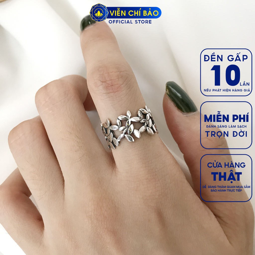 Nhẫn bạc nữ hình hoa lá bản hở chất liệu bạc Thái 925 thời trang phụ kiện trang sức nữ Viễn Chí Bảo N000026