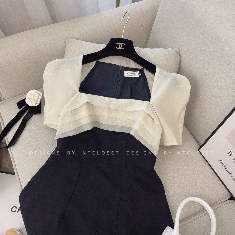 Váy xoè đen pha tơ nt closet