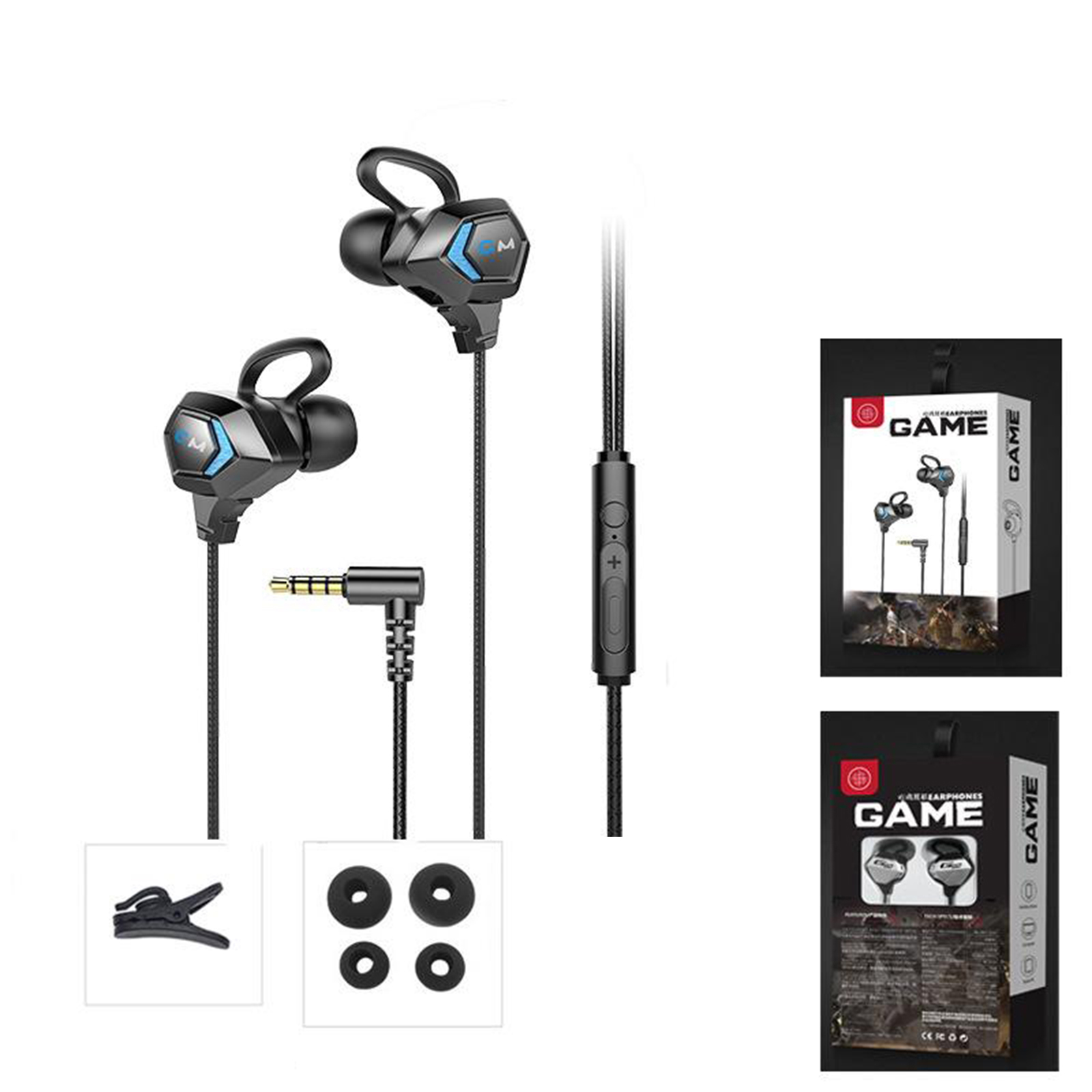 Gaming Earphones With Microphone 3.5mm In-ear Bass Stereo HiFi HD Game Sound For PC Mobile Phone