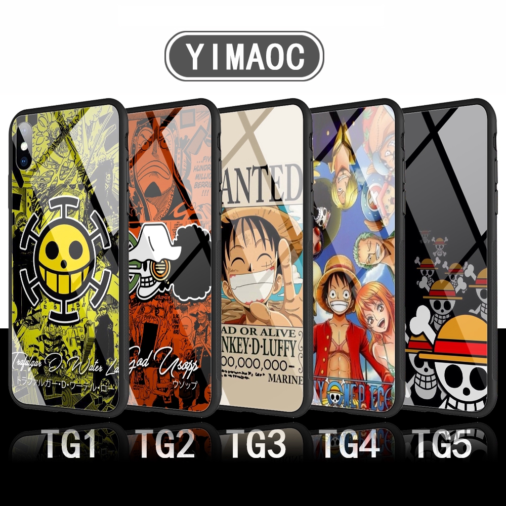 Ốp điện thoại hình anime One Piece mặt kính 28C cho OPPO A3S A5 A37 A39 A57 A5S A7 A77 F3 F5 F7 F9 F11 Pro