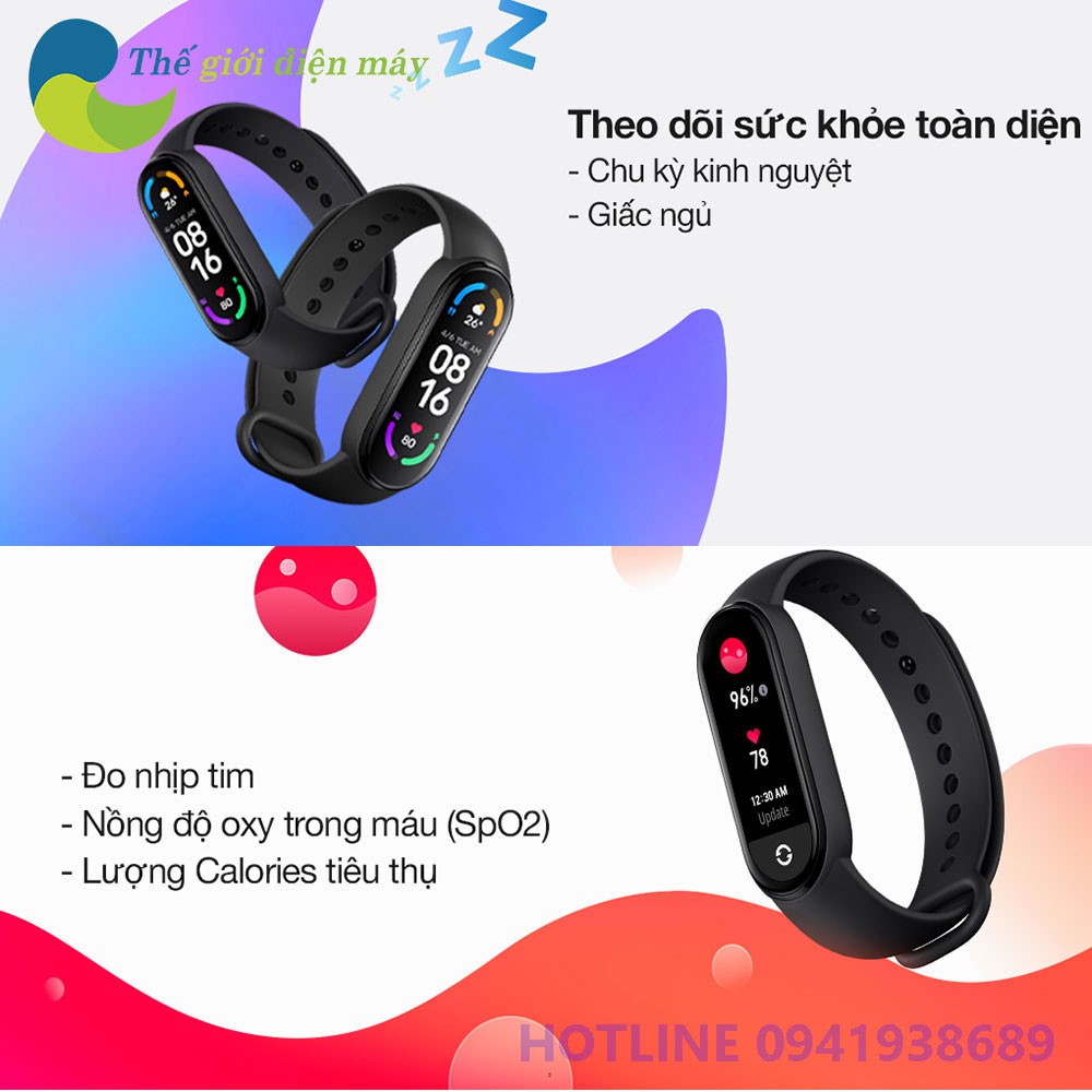 [Bản quốc tế] Đồng Hồ Thông Minh Xiaomi Mi Band 6 - Bảo Hành 1 Tháng - Shop Thế Giới Điện Máy