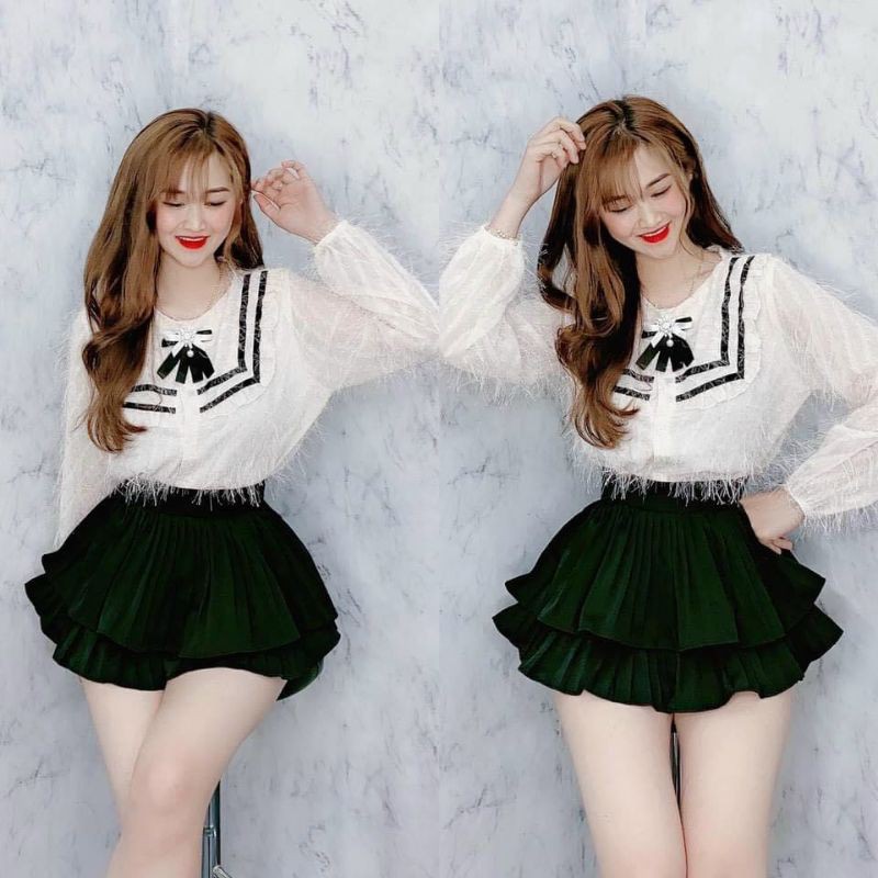 Váy 2 tầng dập ly không túi hot trend (2021)