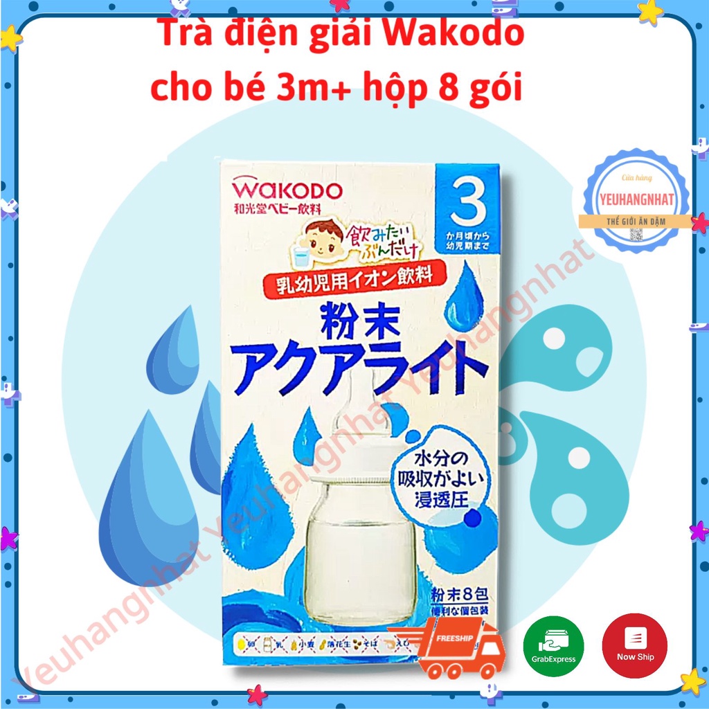 trà wakodo đủ vị cho bé nhật bản: lúa mạch, điện giải, trà xanh, trái cây cho bé từ 1 tháng