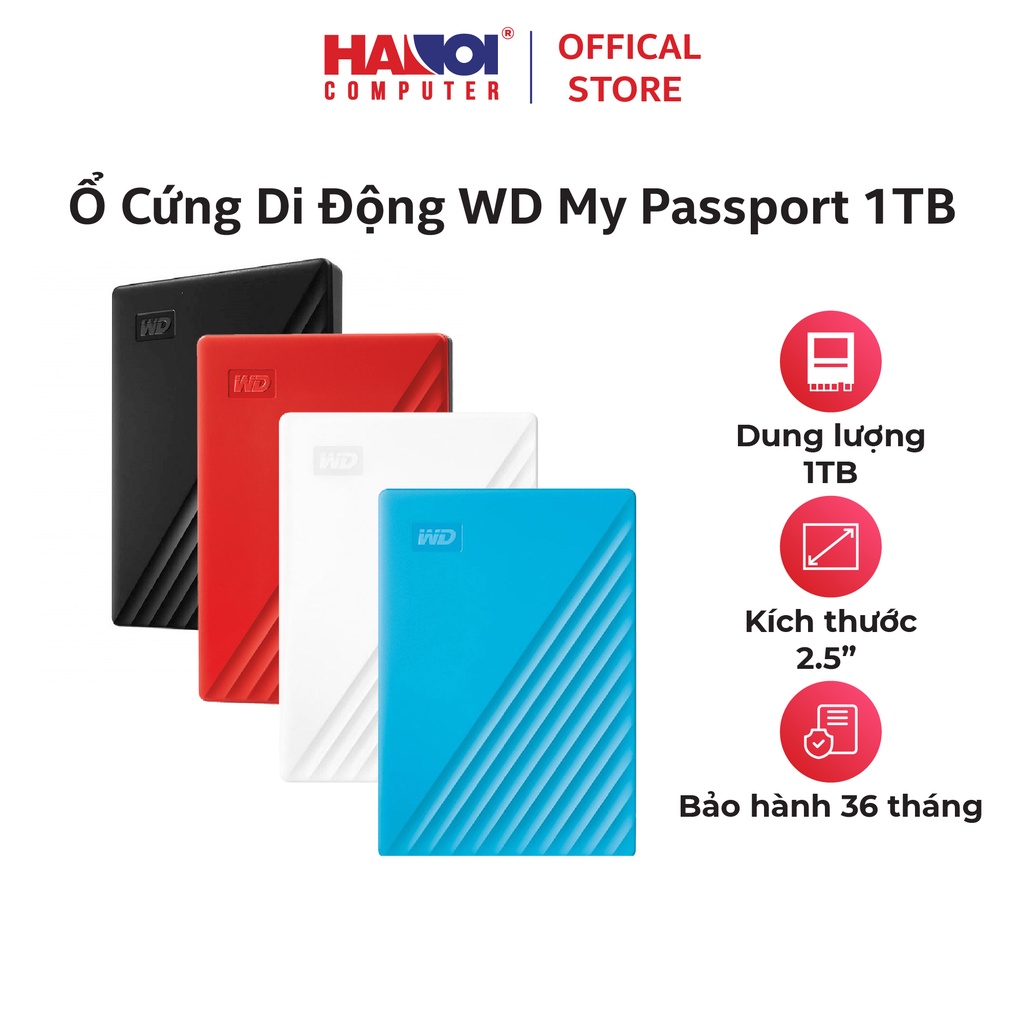 Ổ Cứng Di Động WD My Passport 1TB 2.5 inch USB 3.0 đen - WDBYVG0010BBK-WESN