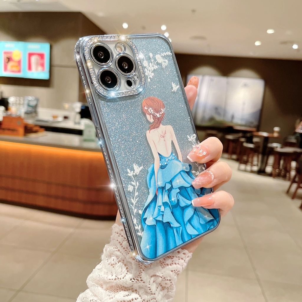 Ốp Điện Thoại Họa Tiết Cô Gái Lấp Lánh Cho iPhone 13 Pro Max 12 Pro Max 11 X XsMax Xr