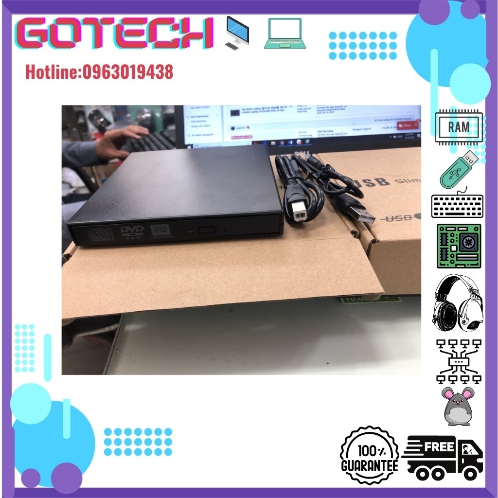 Combo Box DVD + Ổ Đĩa DVDROM Gắn Ngoài Giao Tiếp USB 2.0 - Ổ Đĩa Di Động Tiện Dụng | BigBuy360 - bigbuy360.vn