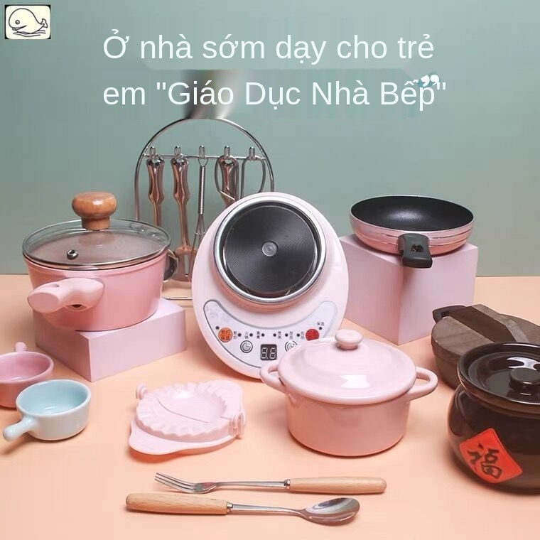 X Nhà bếp mini trẻ em chơi nấu ăn thực sự và đồ mô phỏng câu đố bằng thép không gỉ bộ dùng nhỏ