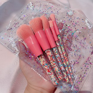 Bộ cọ trang điểm Sprinkles hồng (cọ kẹo) cơ bản 5 cây phủ cốm màu Hàn Quốc