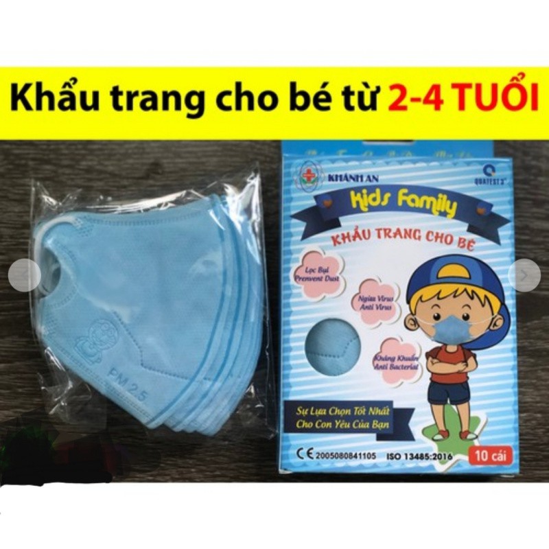 [Cho bé]  Khẩu trang 3D kid 4 lớp kháng khuẩn dành cho bé hộp 10 cái | BigBuy360 - bigbuy360.vn