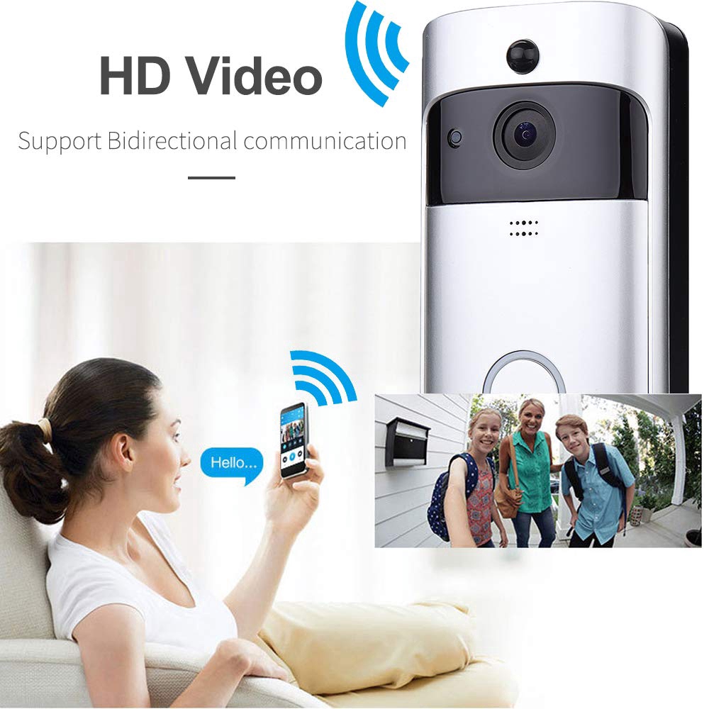 Chuông cửa thông minh WiFi không dây + Chuông cửa camera an ninh thông minh HD 720P với Cơ quan giám sát cảnh báo đẩy theo thời gian thực