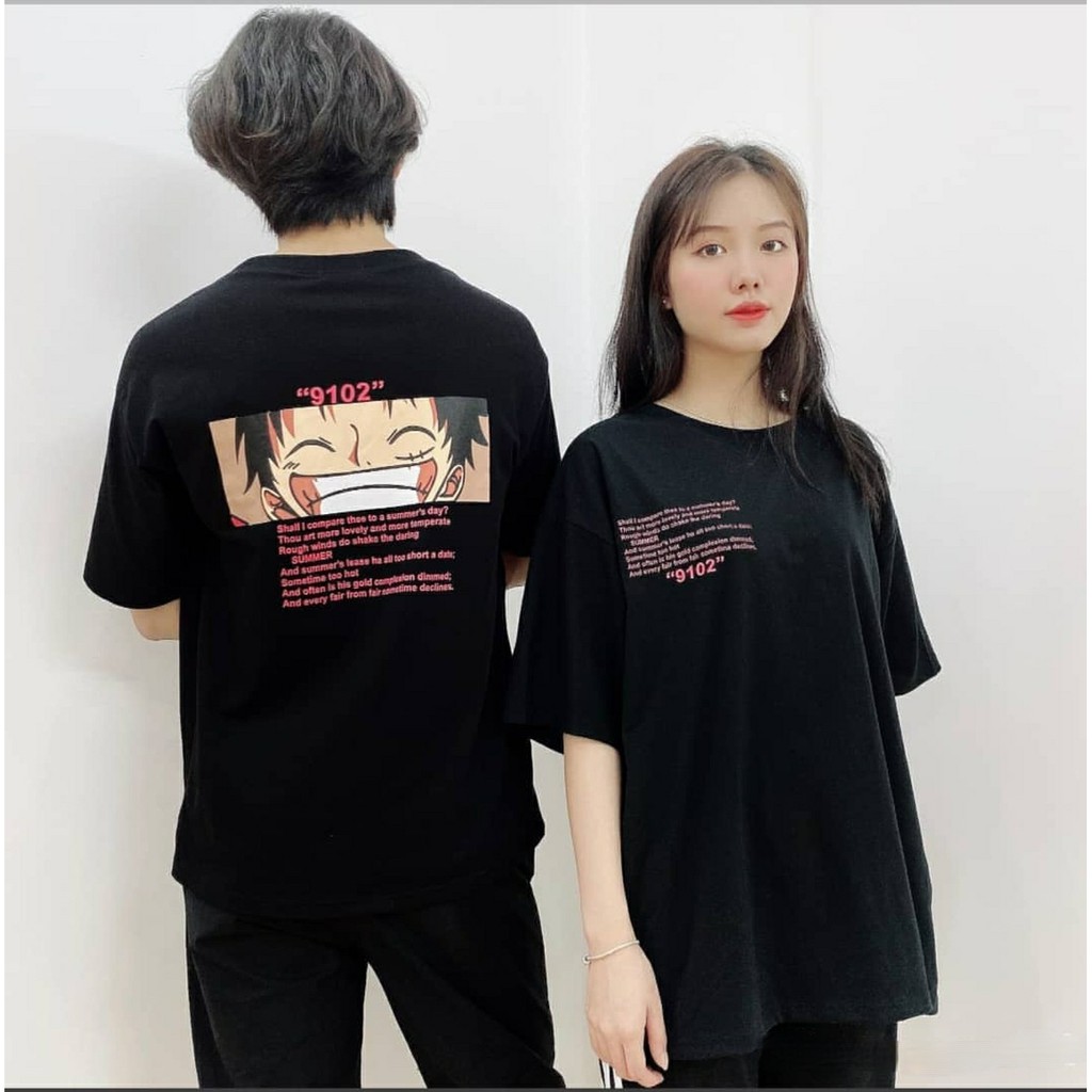 Áo Thun Tay Lỡ LUFFY 9102 Form Rộng Ulzzang Unisex (Đen/Trắng) | BigBuy360 - bigbuy360.vn