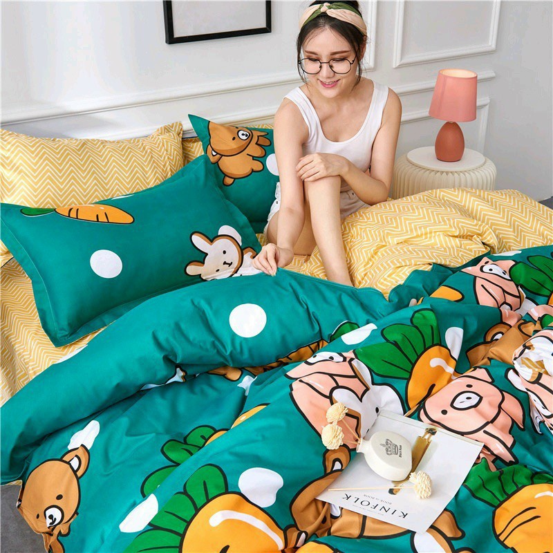 Bộ chăn ga gối cotton Lidaco - Động Vật Cam SP001273