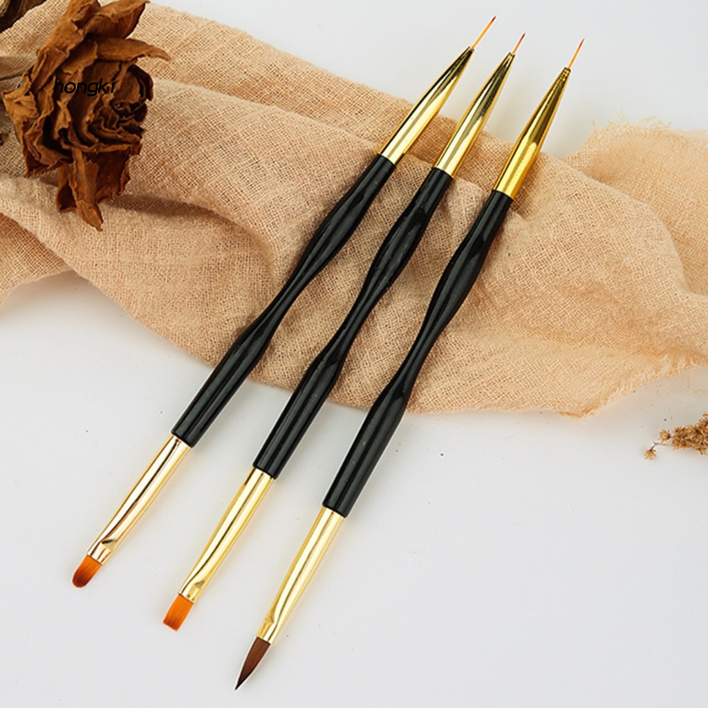 Set 3 Cọ Trang Trí Móng Nghệ Thuật Hai Đầu Chuyên Dụng