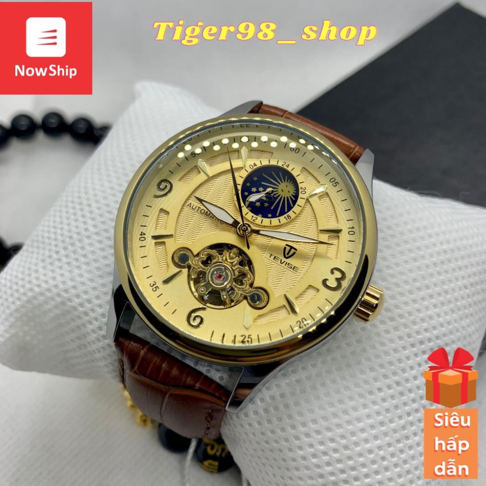Đồng Hồ Nam Cơ Tự Động Chính Hãng TEVISE T820 dây da chống nước chống xước, tặng kèm vòng tỳ hưu bảo hành 1 năm