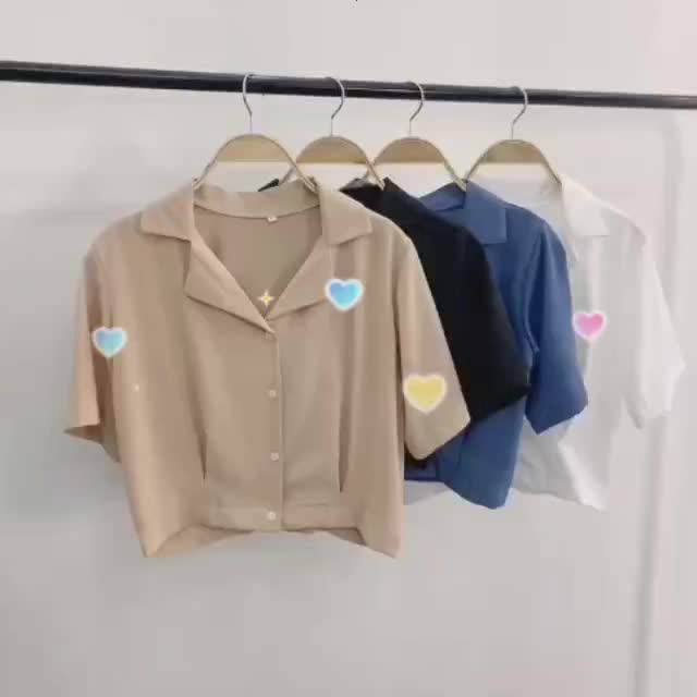 [Kèm Video SP] Áo Sơ Mi Nữ Cao Cấp Tay Ngắn Dáng Croptop Cổ Ve Kiểu Dáng Trẻ Trung Thời Trang Sugal TOP NU 010 | BigBuy360 - bigbuy360.vn