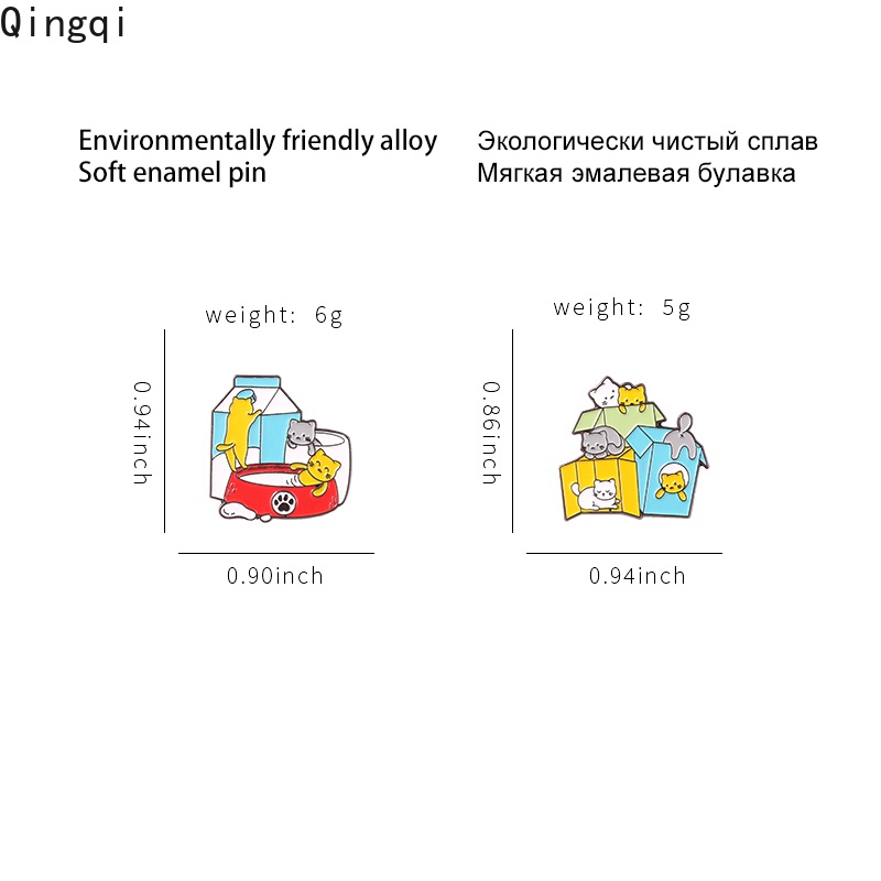 Ghim cài áo Miss Zoe hình mèo và hộp sữa hoạt hình dễ thương