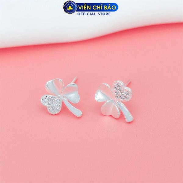 Bông tai bạc nữ cỏ ba lá may mắn chất liệu bạc 925 thời trang phụ kiện trang sức nữ Viễn Chí Bảo B400179