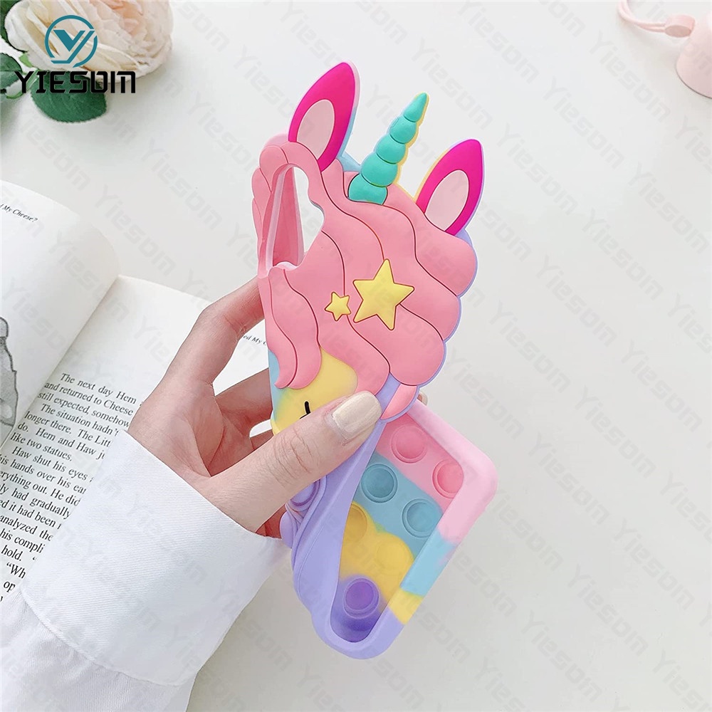 Ốp Điện Thoại Hình Kỳ Lân Cầu Vồng Gắn Dây Đeo Cho Samsung Galaxy A01 A02 A02S A11 A12 A21S A31 A51 A71 A32 A52 A72 A70 A20