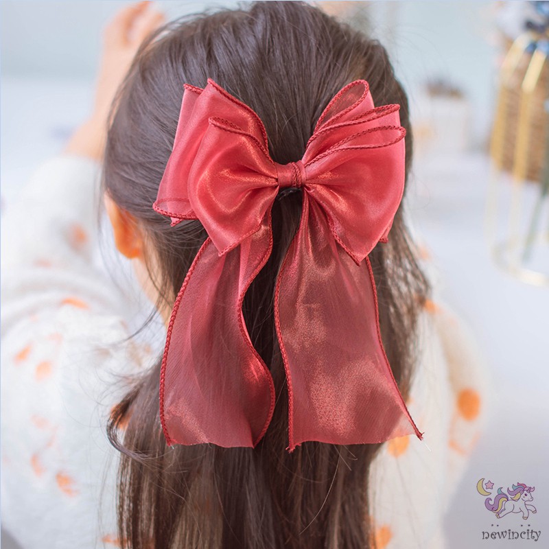 Kẹp Tóc Nơ Đính Ngọc Trai Phong Cách Hàn Quốc Xinh xắn