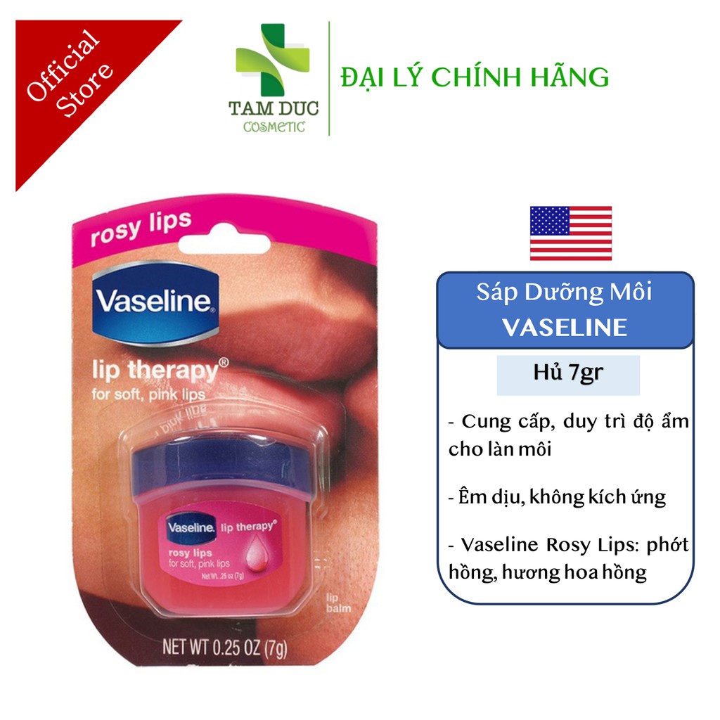 ✅[Chính Hãng] Sáp Dưỡng Môi Vaseline Lip Therapy 7g Làm Mềm Dưỡng Ẩm Môi Căng Mọng Vaselin