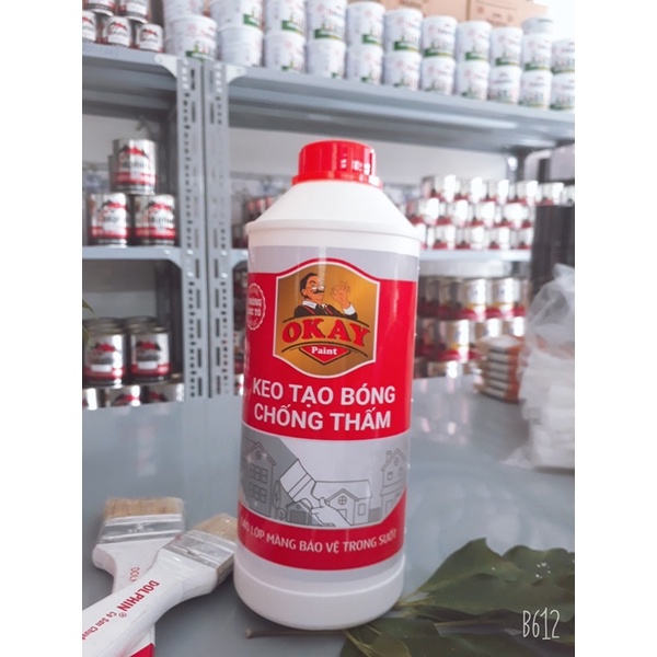 Combo( 1thung 16 chai keo tạo bóng chống thấm Okay 1kg( hàng chính hãng cty)