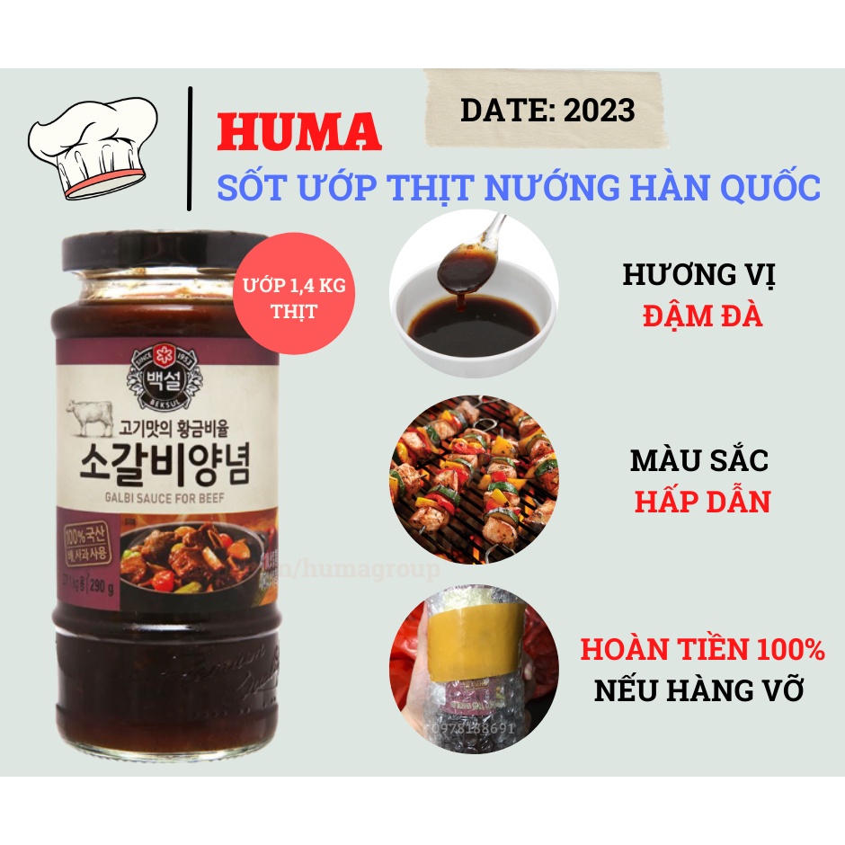 Sốt ướp thịt nướng Hàn Quốc BBQ Thịt Heo, Bò Bulgogi Beksul 290g/500g - Gia Vị ướp thịt nướng Nhập Khẩu Hàn Quốc