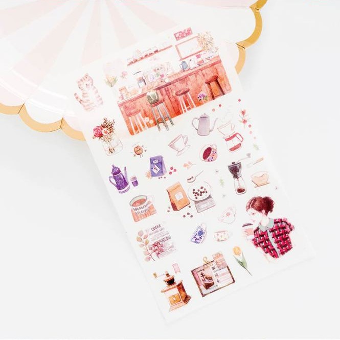 Sticker hình dán đồ dùng nhà bếp trang trí sổ Bullet Journal