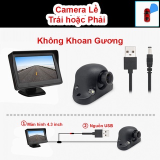 [Không Khoan Gương] Camera Soi Lề Trái Hoặc Lề Phải, Màn Hình 4.3 inch Nguồn Tẩu 12V, Hạn Chế Va Chạm, BH 1 Năm