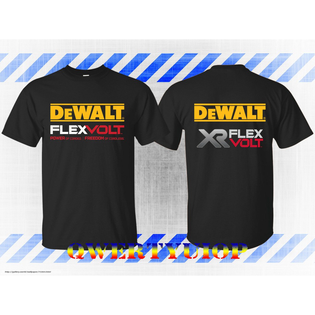 Áo thun cotton mềm mại in logo full Dewalt Flexvolt vui nhộn phong cách mới cho nam