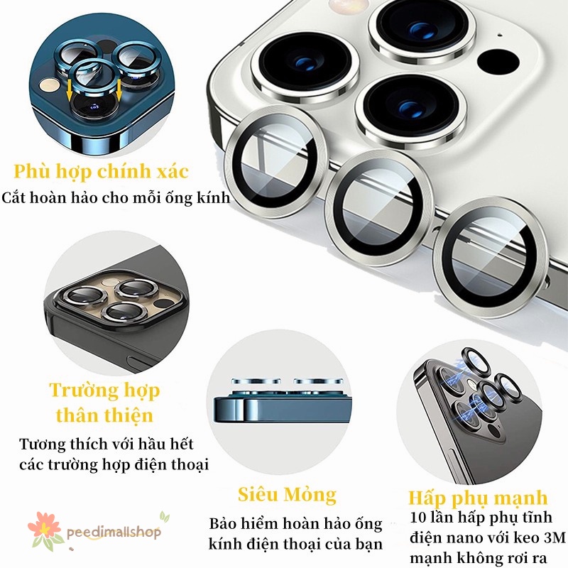 Bộ Vòng Bảo Vệ Camera Ip Titan Kim Loại Cao Cấp 9h Chống Trày Xước Cho Ip 13/13Mini/13pro/13pro Max Phim bảo vệ ống kính
