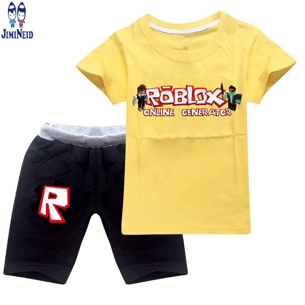 【JD】summer ROBLOX Local Seller Ready Stock Set Kids Short-sleeved cotton T-shirt + shorts 2-piece set