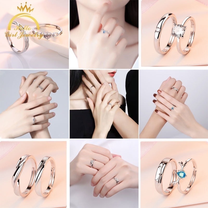 Bộ 2 Nhẫn Cưới Mạ Bạc Khắc Chữ Hello