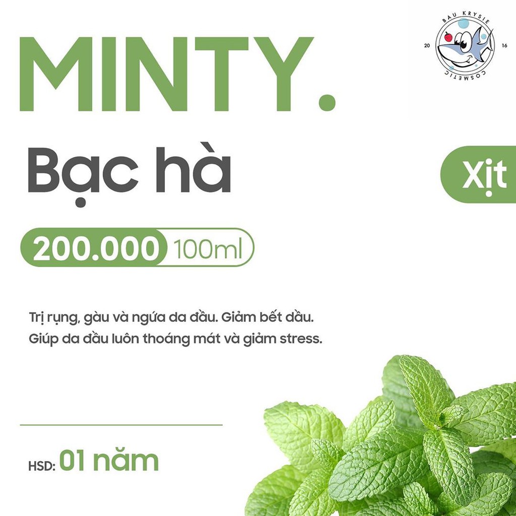 XỊT TÓC MINTY (dưỡng da đầu bạc hà) 🎁 Tặng 3 viên serum tóc