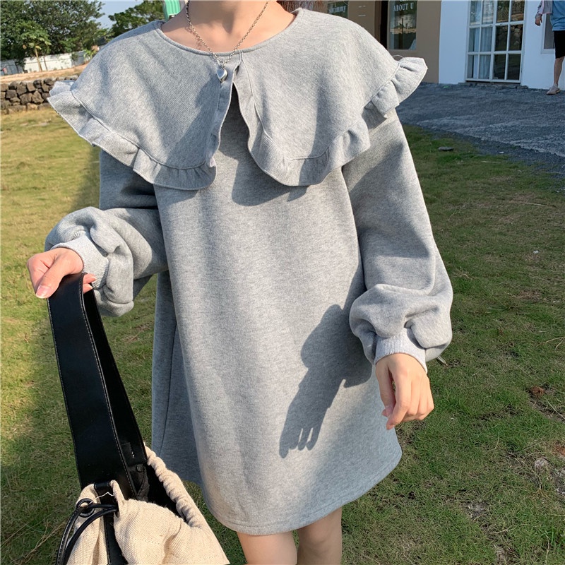 IELGY  Áo sweater Cổ Búp Bê Dáng Rộng Thời Trang Cho Nữ