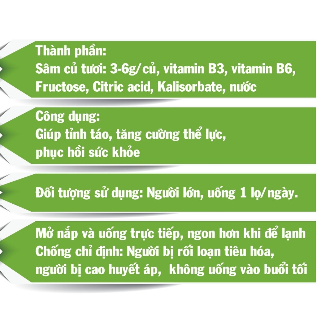 Nước Hồng Sâm Hàn Quốc THNNUOCSAM01 01 Chai Nước Hồng Sâm Tươi, Có Củ Sâm Tươi Trong Từng Chai, Giúp Tăng Cường Thể Lực