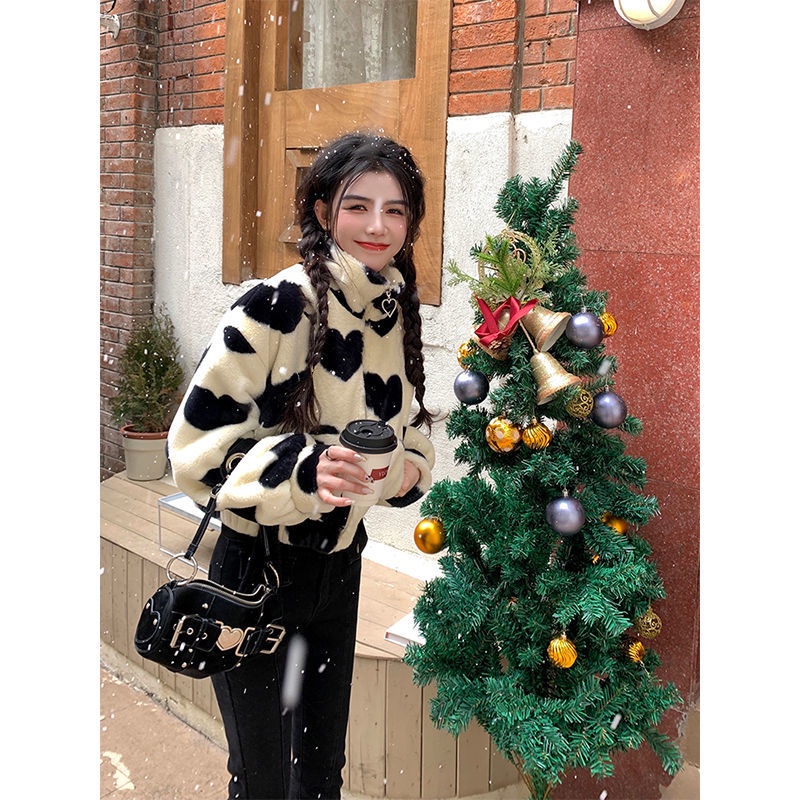 Bán Chạy!F &amp; X Áo Khoác Đệm Lông Ngắn Phong Cách Hàn Quốc Thời Trang Thu Đông Ngọt Ngào Dễ Phối Đồ Dành Cho Nữ