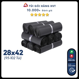 Túi gói hàng niêm phong, túi đóng hàng chuyển phát nhanh có băng keo dính sẵn NHỰA HVT size 28*42 màu đen