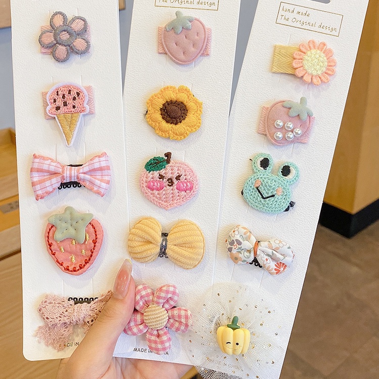 Set kẹp tóc họa tiết hoạt hình tùy chọn phong cách Hàn Quốc dễ thương cho bé