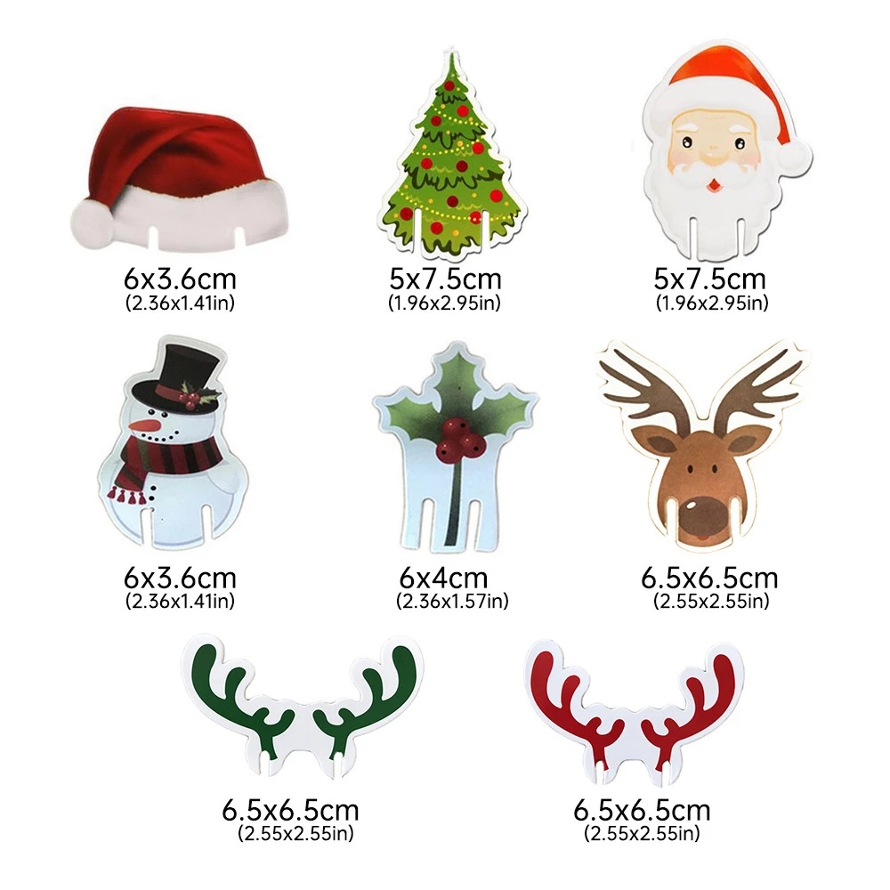 Bộ 10 Thẻ Hình Ông Già Noel / Người Tuyết / Tuần Lộc / Cây Thông / Tuần Lộc Để Bàn Trang Trí Giáng Sinh / Năm Mới